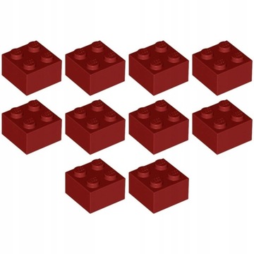 PAKIET LEGO 3003 Klocek 2x2 Ciemny Czerwony 10sztN