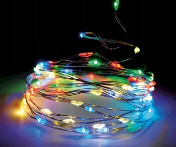 LAMPKI CHOINKOWE 20 LED NA DRUCIKU MULTIKOLOR 2m