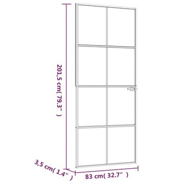 vidaXL Межкомнатная дверь Черный 83x201,5 см Стекло и алюминий