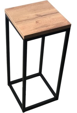 Kwietnik Loft czarny metalowy 70cm DREWNIANY BLAT