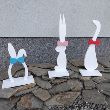 JAJKO Z USZAMI 35CM WIELKANOCNE ZAJĄC DEKORACJA JAJO DREWNIANE FIGURKA DOMU