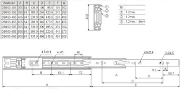GTV Prowadnica kulkowa do szuflad L400 udźwig 50kg