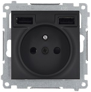 SIMON 54 Ładowarka z gniazdem 2xUSB czarna