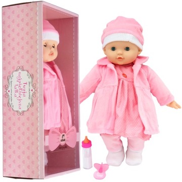 LALKA BOBAS MÓWI I ŚPIEWA PO POLSKU ZAMYKA OCZY BUTELKA BABY UBRANKA BORN