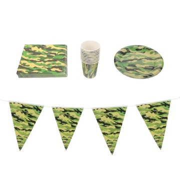 PAPIEROWA ZASTAWA STOŁOWA NA PARTY TEMAT CAMOUFLAGE