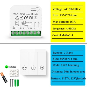 WIFI TUYA ШТОРЫ WIFI КОНТРОЛЛЕР + ПУЛЬТ ДИСТАНЦИОННОГО УПРАВЛЕНИЯ