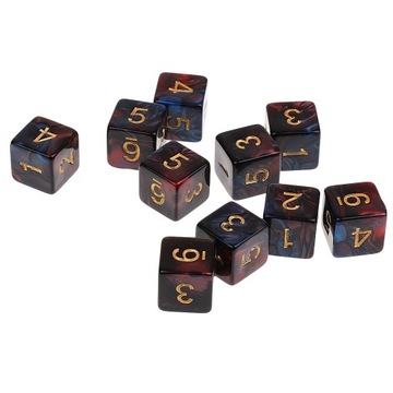 10 SZTUK D6 Cyfrowe Kostki do DND Niebieski Czerwo