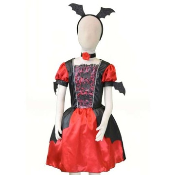 STRÓJ WAMPIRZYCA czerwony OPASKA halloween WAMPIR