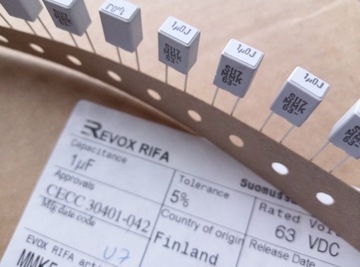 [4 szt] Kondensator MKT 1uF 63V 5% 5mm Evox-Rifa