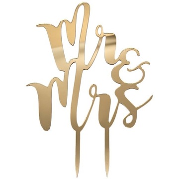 Topper toper na tort napis Mr & Mrs dekoracja na ślub wesele różne kolory