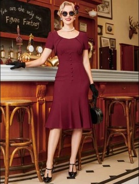 SUKIENKA ELEGANCKA GUZIKI BORDOWA SHEIN