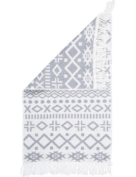 DYWAN KILIM BOHO SZARY 120 X 60 BAWEŁNA Z FRĘDZLAMI SZMACIAK PŁASKOTKANY