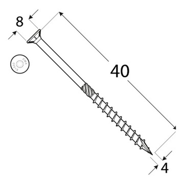 Шурупы столярные по дереву 4х40 КОНИЧЕСКИЕ 200 шт.
