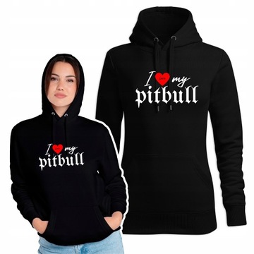 Bluza damska z kapturem kocham miłość pitbull pies