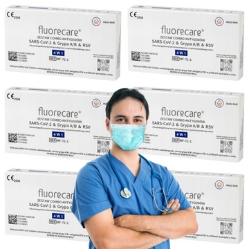 Test FLUORECARE COVID-19 RSV Grypa AB Combo 4w1 FULL PL DŁUGA DATA WAŻNOŚCI