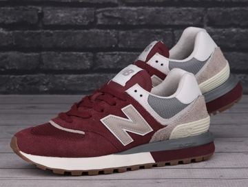 Buty sneakersy męskie sportowe New Balance BORDOWY SZARY BEŻOWY SKÓRA