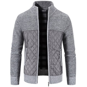 MĘSKI SWETER GRUBY CIEPŁY KURTKA SZARY 2XL