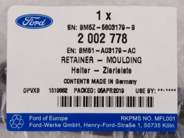 НАКЛАДКА ЛЕВОГО ВЕТРОВОГО СТЕКЛА FORD FOCUS MK3 /FL _ 2002778 _ BM51-A03179-AC