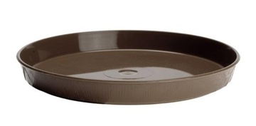 Podstawka plastikowa okrągła drewnopodobna pod doniczkę 32 cm brązowa
