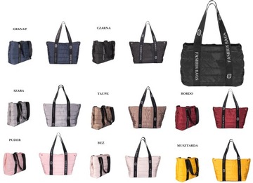 Modna Damska Torebka Pikowana, torba shopper 2W1 B14