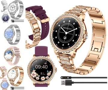 SMARTWATCH DAMSKI ELEGANCKI CIŚNIENIOMIERZ DWA PASKI POLSKIE MENU ROZMOWY