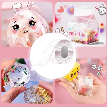 1 Set 300CM Nano Tape Bubble Toy with Straw Charm Sticker Inflator Tweezer