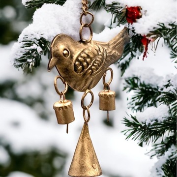 DZWONEK METALOWY PTASZEK OZDOBA WISZĄCA DEKORACJA Wnętrz