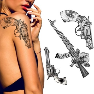 TATUAŻ ZMYWALNY TATUAŻE ZMYWALNE TYMCZASOWY WODNY PISTOLET KARABIN