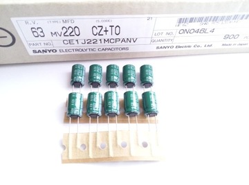 [10szt] Kondensator 220uF 63V 10x16 SANYO 105'C