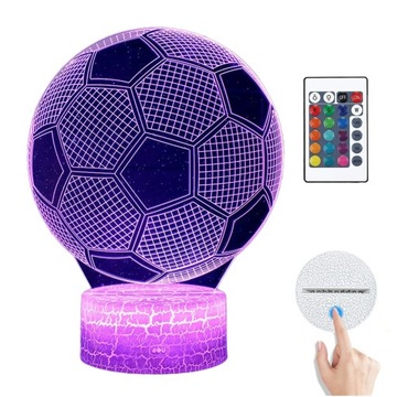 LAMPKA NOCNA PIŁKA NOŻNA 3D DOTYKOWA + PILOT LED
