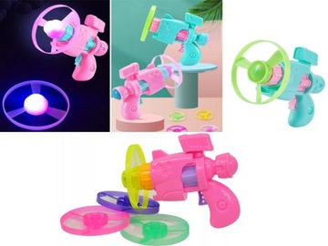 PISTOLET 4 LED świecące WIATRACZKI LATAJĄCE DYSKI