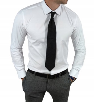 Biała koszula męska slim fit biznesowa dopasowana