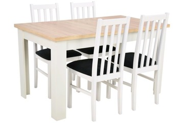 Modny zestaw STÓŁ rozkładany i 4 krzesła BIAŁE