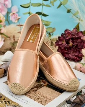 RÓŻOWO- ZŁOTE ESPADRYLE DAMSKIE RINSS 38