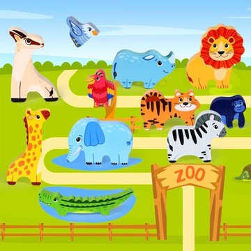 ИГРА «БАЛАНСА ЖИВОТНЫХ» ДЕРЕВЯННЫХ КРУГОВ МОНТЕССОРИ