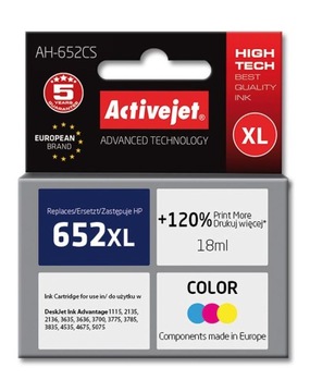 TUSZ ActiveJet AH-652CR DO HP 652 F6V24AE KOLOR XL