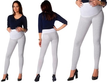 LEGGINSY CIĄŻOWE z kieszeniami getry bawełna L/40