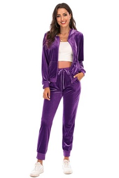 DRESY DAMSKIE WELUROWE KOMPLET BLUZA SPODNIE