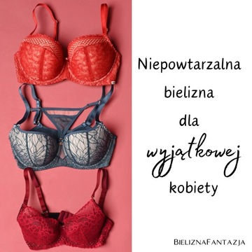 Biustonosz stanik push up 65E sexy granatowy koronkowy bez fiszbin Nipplex