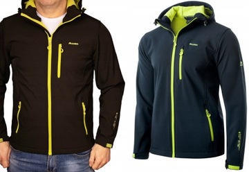 SOFTSHELL ELBRUS Kurtka męska z kapturem czarna z mikropolar M