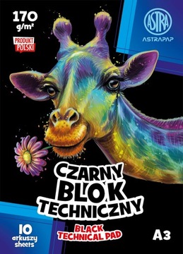 BLOK TECHNICZNY 170 g A3 10 kartek CZARNY ASTRA BLACK