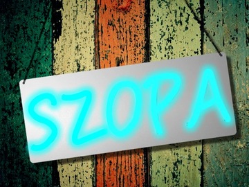 NSZOPA17 NEON LED NAPIS SZOPA TURKUSOWY 420X170MM