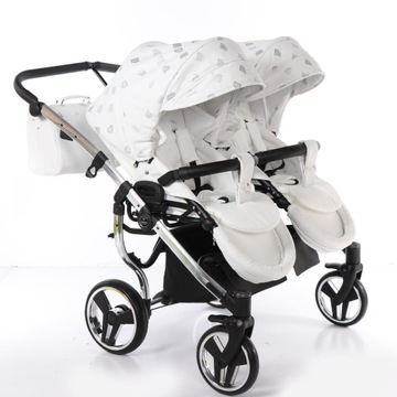 Коляска для двойни JUNAMA GLOW DUO 4в1 серебристый 03