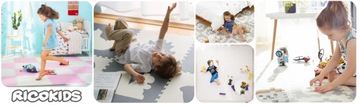 БОЛЬШОЙ КОВРИК ПЕННЫЙ, ПАЗЛ ПЕННЫЙ 60х60 см, 4 шт. RICOKIDS БЕЛЫЙ-СЕРЫЙ.