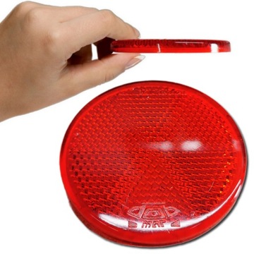 Lampa odblaskowa ODBLASK przyczepka przyklejany okrągły FI60mm CZERWONY