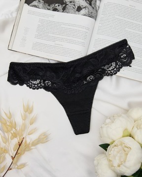 5x WYGODNE BAWEŁNIANE GŁADKIE STRINGI Z KORONKĄ KORONKOWE XL #191