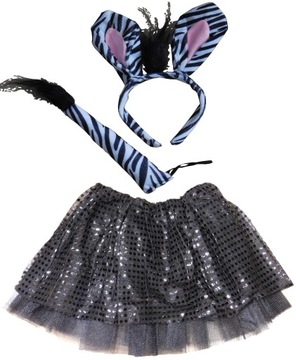 STRÓJ ZESTAW ZEBRA ZEBRY OPASKA 3 ELEM. ZWIERZAK