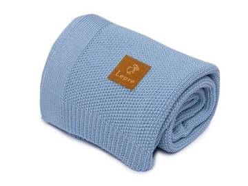 Kocyk merino 100%, wełna merino, niebieski Lepre