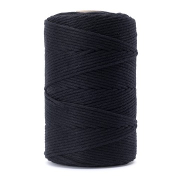 Sznurek do makramy bawełniany pure black 3mm 100m