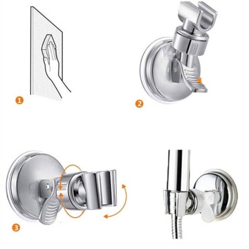 Прочный держатель на присоске для душевой лейки.